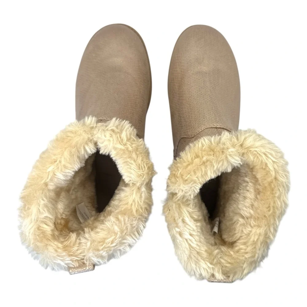 Cat & Jack Girls' Georgeina Faux Suede Shimmer Shearling Style Boots Rose Gold 5